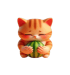 スイカをかぶった猫、萌えすぎてとろける（個別スタンプ：30）