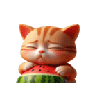 スイカをかぶった猫、萌えすぎてとろける（個別スタンプ：32）