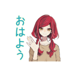 普段着赤髪女子★限界社畜モード（個別スタンプ：2）