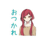 普段着赤髪女子★限界社畜モード（個別スタンプ：3）