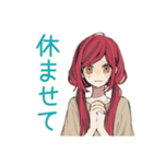 普段着赤髪女子★限界社畜モード（個別スタンプ：5）