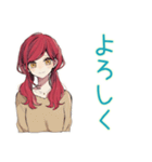 普段着赤髪女子★限界社畜モード（個別スタンプ：7）