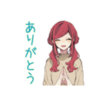 普段着赤髪女子★限界社畜モード（個別スタンプ：8）