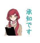 普段着赤髪女子★限界社畜モード（個別スタンプ：10）