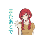 普段着赤髪女子★限界社畜モード（個別スタンプ：11）