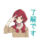 普段着赤髪女子★限界社畜モード（個別スタンプ：14）