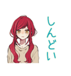 普段着赤髪女子★限界社畜モード（個別スタンプ：22）