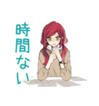 普段着赤髪女子★限界社畜モード（個別スタンプ：23）