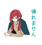 普段着赤髪女子★限界社畜モード（個別スタンプ：25）