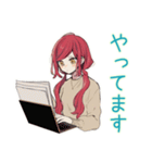 普段着赤髪女子★限界社畜モード（個別スタンプ：28）