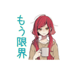 普段着赤髪女子★限界社畜モード（個別スタンプ：30）