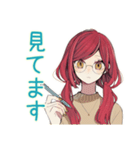 普段着赤髪女子★限界社畜モード（個別スタンプ：32）