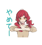 普段着赤髪女子★限界社畜モード（個別スタンプ：34）