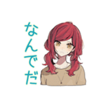 普段着赤髪女子★限界社畜モード（個別スタンプ：35）