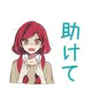 普段着赤髪女子★限界社畜モード（個別スタンプ：36）