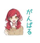 普段着赤髪女子★限界社畜モード（個別スタンプ：37）