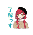 普段着赤髪女子★限界社畜モード（個別スタンプ：40）