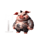反逆のタトゥーピンクぶた登場（個別スタンプ：14）