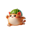 にゃんにゃんスイカ頭めっちゃかわいい（個別スタンプ：3）