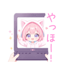 ラブリー狐耳パーカーの女の子スタンプ（個別スタンプ：19）