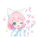 ラブリー狐耳パーカーの女の子スタンプ（個別スタンプ：38）