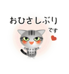 色々な猫9-1 短毛-立ち耳-サバアメショ銀（個別スタンプ：3）