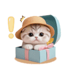 スコティッシュ猫 麦わら帽 お返事 敬語（個別スタンプ：18）