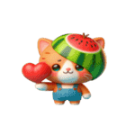 爆萌スイカ猫が来たよ（個別スタンプ：32）
