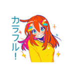 ポップな女の子★カラフル挨拶（個別スタンプ：1）