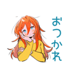 ポップな女の子★カラフル挨拶（個別スタンプ：3）