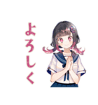 文化祭準備の作業分担★制服の女の子（個別スタンプ：3）