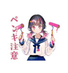 文化祭準備の作業分担★制服の女の子（個別スタンプ：18）