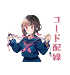 文化祭準備の作業分担★制服の女の子（個別スタンプ：21）