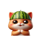 爽やかで爆笑のスイカにゃんこ（個別スタンプ：2）
