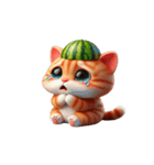 爽やかで爆笑のスイカにゃんこ（個別スタンプ：5）
