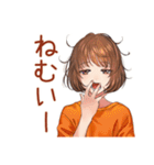 ボブカットの女の子★毎日挨拶（個別スタンプ：6）