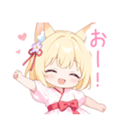 キュートな巫女服の狐の女の子スタンプ（個別スタンプ：21）