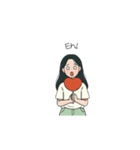 ハートで伝える女の子スタンプ（個別スタンプ：6）