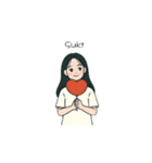 ハートで伝える女の子スタンプ（個別スタンプ：9）
