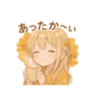 秋のナチュラルガール/お月見/ハロウィン（個別スタンプ：1）
