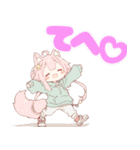 毎日使えるスタンプちびキャラ ケモミミver（個別スタンプ：24）