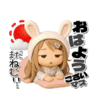 3Dギャグ満載毎日送れるロングヘアガール（個別スタンプ：9）