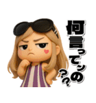 3Dギャグ満載毎日送れるロングヘアガール（個別スタンプ：36）