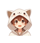 [アレンジ用]猫耳フードの男の子（個別スタンプ：5）