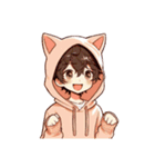 [アレンジ用]猫耳フードの男の子（個別スタンプ：8）