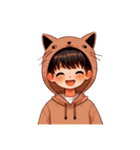 [アレンジ用]猫耳フードの男の子（個別スタンプ：9）