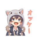 [オッケー専用]猫耳フードの男の子（個別スタンプ：16）