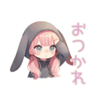 たれ耳うさぎパーカーの女の子（個別スタンプ：24）