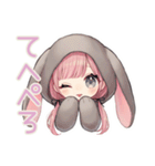 たれ耳うさぎパーカーの女の子（個別スタンプ：27）