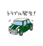 ゆるゆるクラシックカー(green/線あり)（個別スタンプ：1）